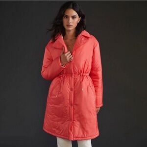 Maeve by Anthropologie Long Pink Puffer Coat